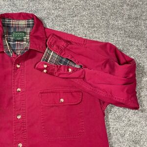 Scandia Woods Flannel Lined Long Sleeve Button Up Shirt Red Plaid Men Large